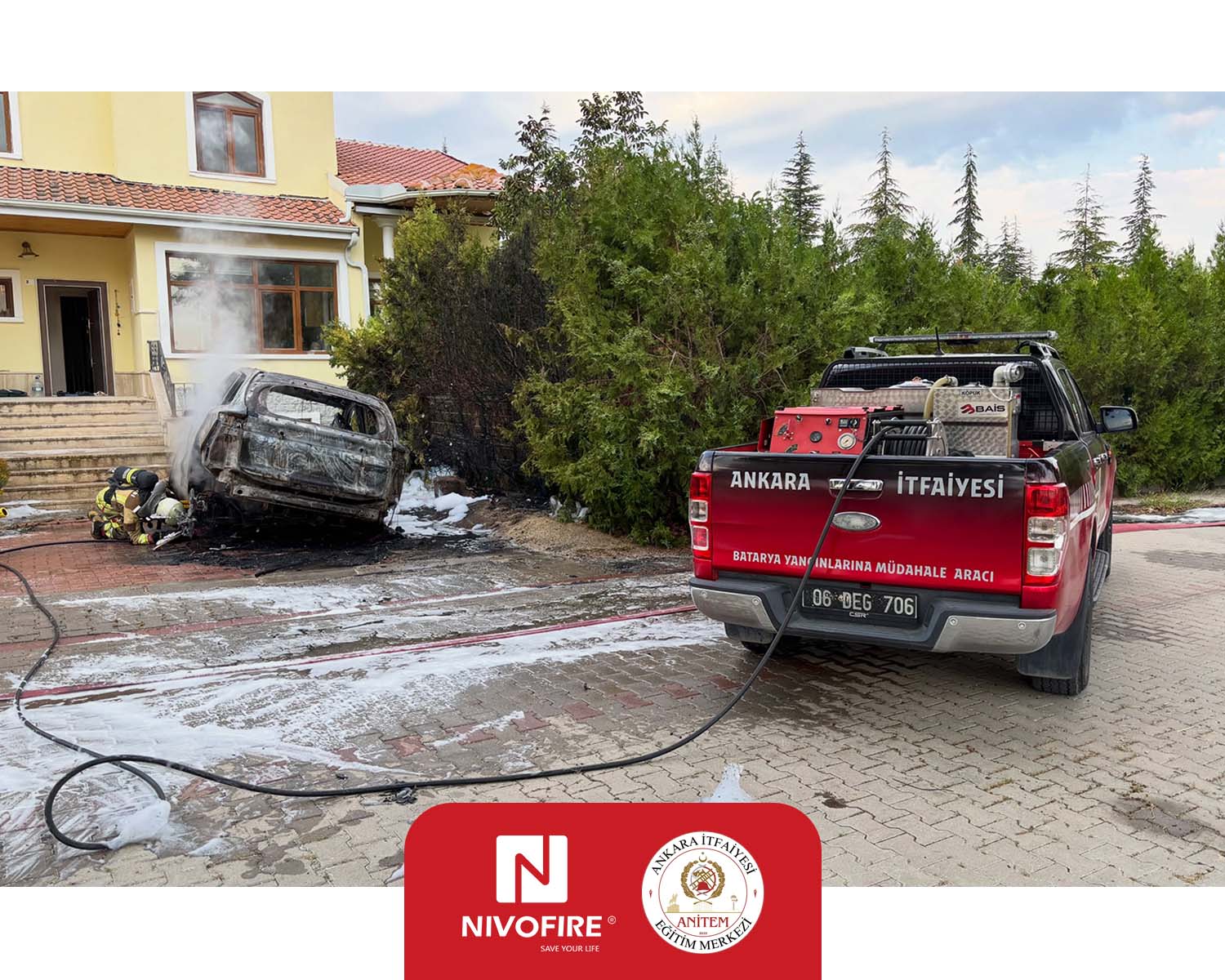 Electric vehicle fire in Golbasi, Ankara