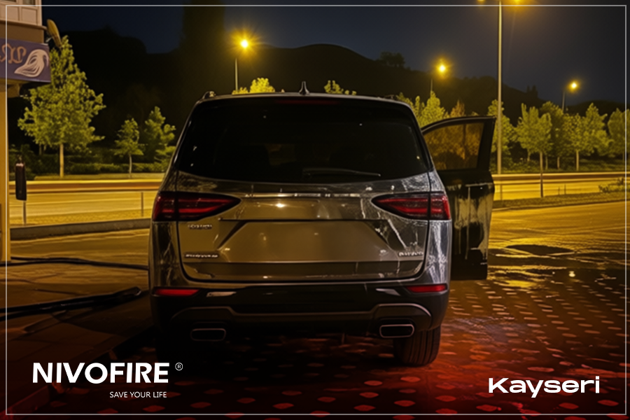 Nivofire Fire Limitation Blanket used during an electric vehicle fire at a charging station in Kayseri